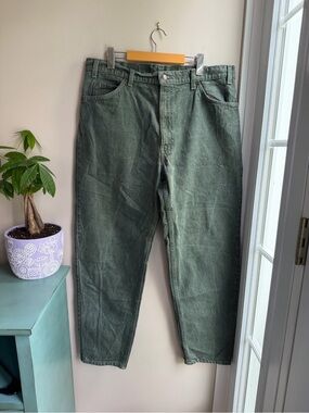 Vintage 1960’s Levi’s Orange Tab Bottle Green Relaxed Fit Tapered Leg 38 x 30